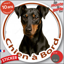 Manchester Terrier, disque photo autocollant "Chien à Bord" Sticker adhésif rond vitre voiture résiste intempéries