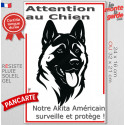 Plaque verticale "Attention au Chien, notre Akita Américain surveille et protège" 2 tailles D