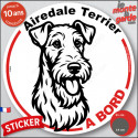 Disque autocollant voiture "Airedale Terrier à Bord" noir et blanc 2 tailles D