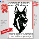 Plaque verticale "Attention au Chien, notre Berger Allemand surveille et protège" 2 tailles D