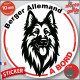 Disque autocollant "Berger Allemand à poils longs à Bord" en noir et blanc. Sticker adhésif rond vitre voiture résiste intempéri