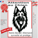 Plaque verticale "Attention au Chien, notre Berger Allemand surveille et protège" 2 tailles D