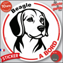 Disque autocollant voiture "Beagle à Bord" noir et blanc 2 tailles D