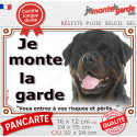Rottweiler, plaque portail photo "Je Monte la Garde, risques périls" 3 tailles LUX D