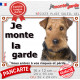Airedale Terrier, plaque portail extérieure "Je Monte la Garde, Risques Périls" pancarte panneau photo