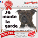 Staffie bringé, plaque extérieure "Je Monte la Garde, risques périls" 3 tailles LUX D