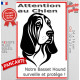 Plaque portail verticale "Attention au Chien, notre Basset Hound surveille et protège" dessin stylisé noir et blanc, résiste