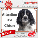 Springer Spaniel noir, plaque extérieure photo "Attention au Chien" 3 tailles LUX D
