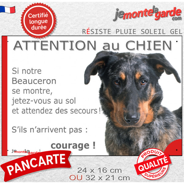 Beauceron Arlequin, plaque portail humour "Attention au Chien, Jetez Vous au Sol, courage" Berger Beauce bleu merle photo, résis Beauceron Arlequin, plaque portail humour "Attention au Chien, Jetez Vous au Sol, courage" Berger Beauce bleu merle photo, résis