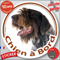 Griffon Korthals, sticker autocollant rond "Chien à Bord" disque adhésif vitre voiture photo