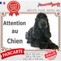 Cocker Anglais noir, plaque portail photo "Attention au Chien" 3 tailles LUX D