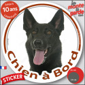 Berger Hollandais poils courts, sticker voiture rond "Chien à Bord" 2 tailles D