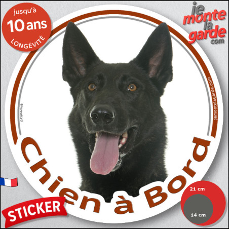 Berger Hollandais foncé poils courts Tête, sticker autocollant rond "Chien à Bord" Disque photo adhésif voiture auto, résiste pl