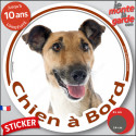 Fox-Terrier poils lisses, sticker voiture rond photo "Chien à Bord" 2 tailles D