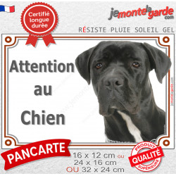 Cane Corso noir, plaque portail "Attention au Chien" 3 tailles LUX D
