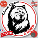 Disque autocollant voiture "Chow-Chow à Bord" noir et blanc 2 tailles D