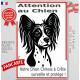Plaque portail verticale "Attention au Chien, notre Chien Nu Chinois à Crête surveille et protège" dessin stylisé noir et blanc