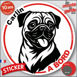 Disque autocollant voiture "Carlin à Bord" noir et blanc 2 tailles D