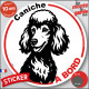 Disque autocollant "Caniche à Bord" en noir et blanc. Sticker adhésif rond vitre voiture résiste intempéries