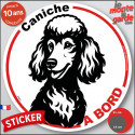 Disque autocollant voiture "Caniche à Bord" noir et blanc 2 tailles D