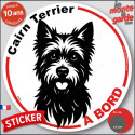 Disque autocollant voiture "Cairn Terrier à Bord" noir et blanc 2 tailles D