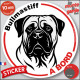 Disque autocollant "Bullmastiff à Bord" en noir et blanc. Sticker adhésif rond vitre voiture résiste intempéries