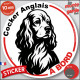 Disque autocollant "Cocker Anglais à Bord" en noir et blanc. Sticker adhésif rond vitre voiture résiste intempéries