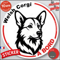 Disque autocollant voiture "Welsh Corgi à Bord" noir et blanc 2 tailles D