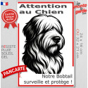 Plaque verticale "Attention au Chien, notre Bobtail surveille et protège" 2 tailles D