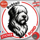 Disque autocollant "Bobtail à Bord" en noir et blanc. Sticker adhésif rond vitre voiture résiste intempéries