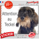 Teckel sanglier à poils durs, sticker autocollant "Attention au Chien" adhésif photo résiste intempéries