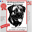 Plaque verticale "Attention au Chien, notre Cane Corso surveille et protège" 2 tailles D