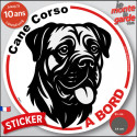 Disque autocollant voiture "Cane Corso à Bord" noir et blanc 2 tailles D