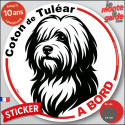 Disque autocollant voiture "Coton de Tuléar à Bord" noir et blanc 2 tailles D