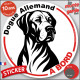 Disque autocollant "Dogue Allemand à Bord" en noir et blanc. Danois Sticker adhésif rond vitre voiture résiste intempéries