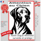 Plaque portail verticale "Attention au Chien, notre Dogue Allemand surveille et protège" dessin Danois stylisé noir et blanc