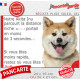 Akita Inu Japonais fauve, plaque humour "parcourt distance Niche-Portail 3 secondes" résiste intempéries photo extérieure