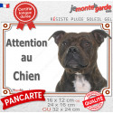 Staffie bringé, plaque portail extérieur "Attention au Chien" 3 tailles LUX D