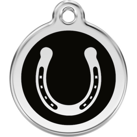 Médailles Identité Noir Fer à Cheval Chien Chat