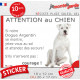 Dogue Argentin, Sticker humour "Attention au Chien, montre, jetez-vous au sol et attendez secours" autocollant drôle photo