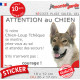 Chien-Loup Tchèque, Sticker humour "Attention au Chien, montre, jetez-vous au sol et attendez secours" photo Tchécoslovaque