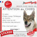 Chien-Loup Tchèque, sticker humour extérieur "Attention au Chien, Jetez Vous au Sol" 2 tailles JET D