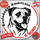 Disque autocollant "Bouledogue Américain à Bord" en noir et blanc. Sticker adhésif rond vitre voiture résiste intempéries Boulam