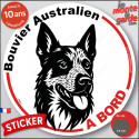Disque autocollant voiture "Bouvier Australien à Bord" noir et blanc 2 tailles D