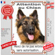 Berger Allemand noir et feu Poils Longs, plaque portail "Attention au chien, entrez pas sans autorisation" vertical photo