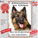Berger Allemand poils longs, plaque verticale "Attention au Chien, pas sans autorisation" 2 tailles D