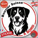 Disque autocollant voiture "Bouvier Suisse à Bord" noir et blanc 2 tailles D