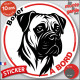Disque autocollant "Boxer à Bord" en noir et blanc. Sticker adhésif rond vitre voiture résiste intempéries
