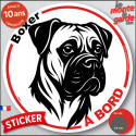 Disque autocollant voiture "Boxer à Bord" noir et blanc 2 tailles D