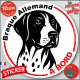 Disque autocollant "Braque Allemand à Bord" en noir et blanc. Sticker adhésif rond vitre voiture résiste intempéries